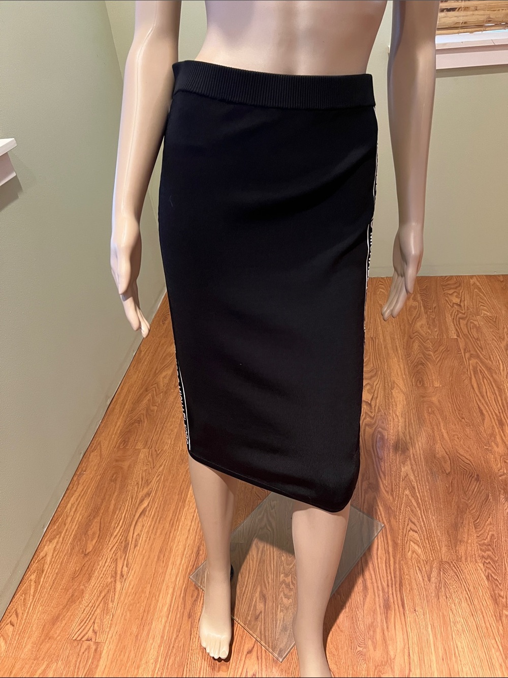 Michael Kors Black Knit Pencil Skirt with logo on Sides Size S